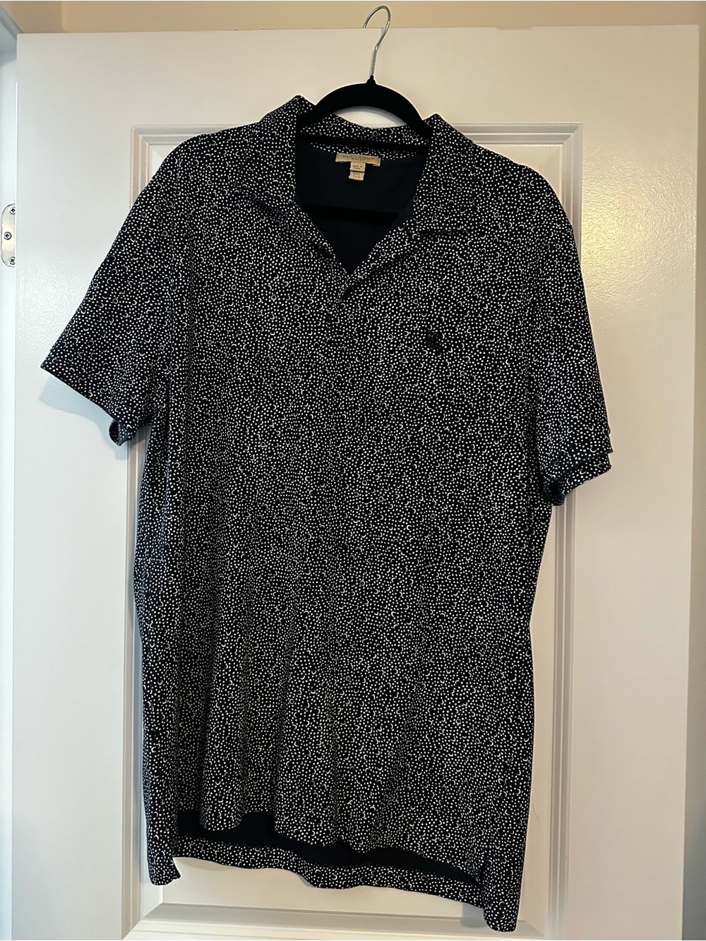 Burberry Black Polo with White Micro Dot Print